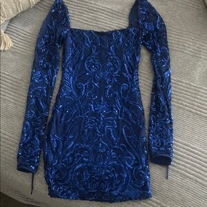 Elegant Blue Sequin Dress
